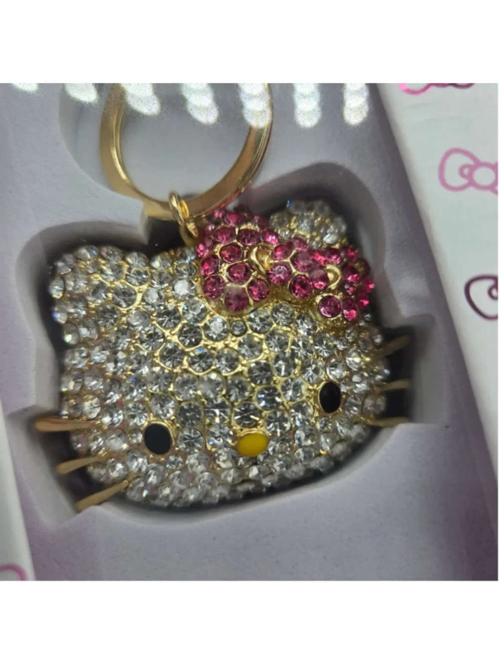 Sanrio Hello Kitty Pave Crystal Face Keychain NEW Bag Charm Rhinestone Cute